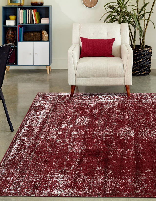 Burgundy 4' 1 x 6' 1 Sofia Rectangle Area Rug Durable Easy Clean Stain Resistant Unique Carpet for Affordable Interior Home Design for Sale at Rug Engine