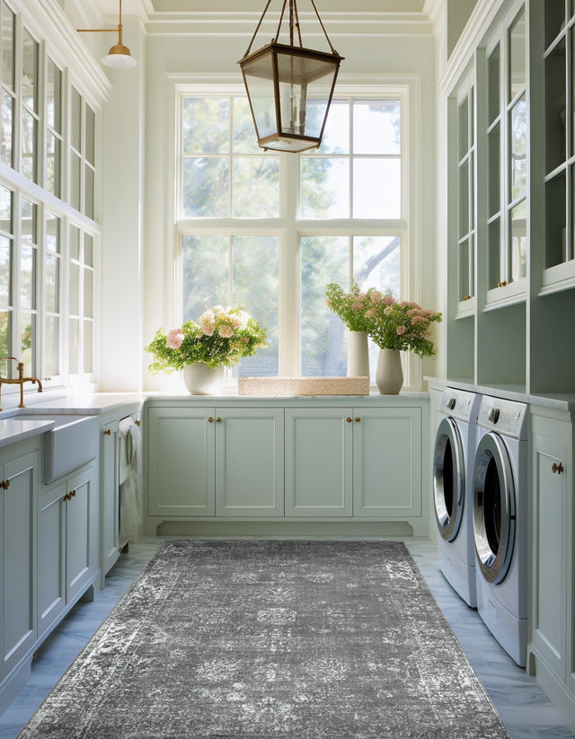 Dark Gray 4' 1 x 6' 1 Sofia Rectangle Area Rug Discounted Clearance Final Sale