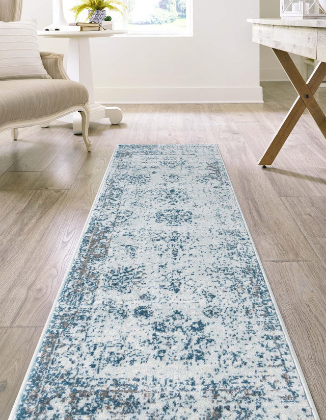Light Blue 2' x 8' Sofia Runner Area Rug Durable Easy Clean Stain Resistant Unique Carpet for Affordable Interior Home Design for Sale at Rug Engine