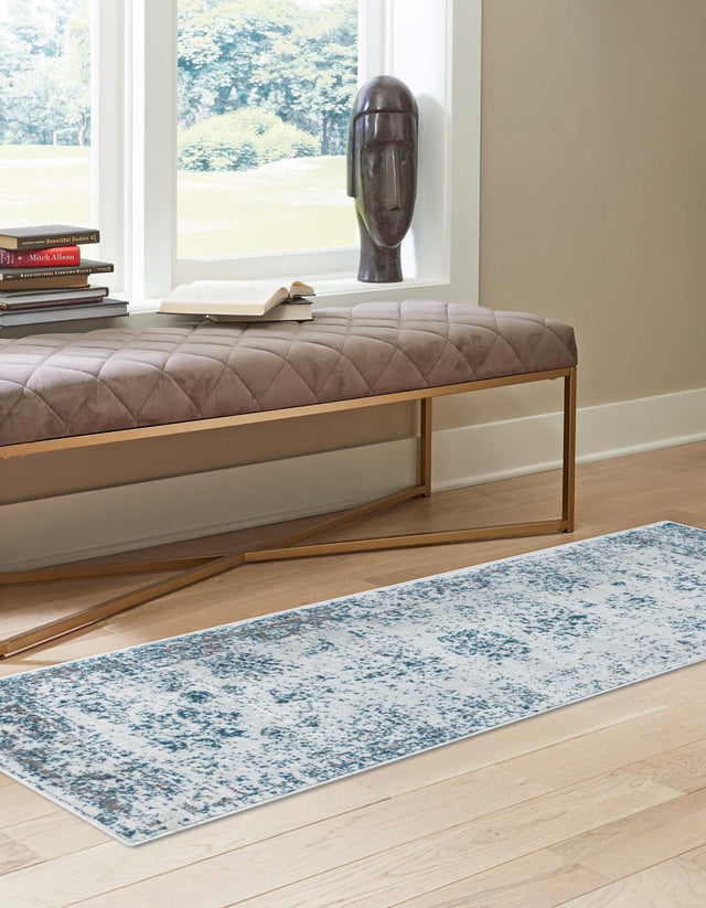Light Blue 2' x 5' 1 Sofia Runner Area Rug Durable Easy Clean Stain Resistant Unique Carpet for Affordable Interior Home Design for Sale at Rug Engine