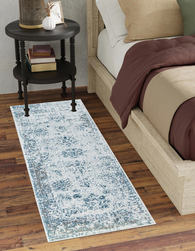 Light Blue 2' x 5' 1 Sofia Runner Area Rug Durable Easy Clean Stain Resistant Unique Carpet for Affordable Interior Home Design for Sale at Rug Engine