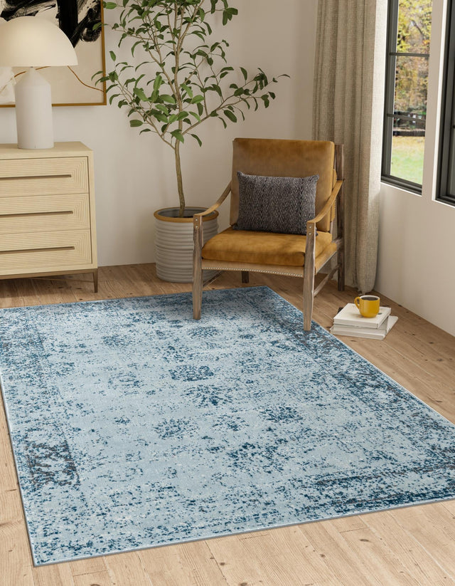 Light Blue 4' 1 x 6' 1 Sofia Rectangle Area Rug Durable Easy Clean Stain Resistant Unique Carpet for Affordable Interior Home Design for Sale at Rug Engine