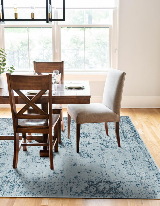Light Blue 7' 10 x 11' Sofia Rectangle Area Rug Durable Easy Clean Stain Resistant Unique Carpet for Affordable Interior Home Design for Sale at Rug Engine