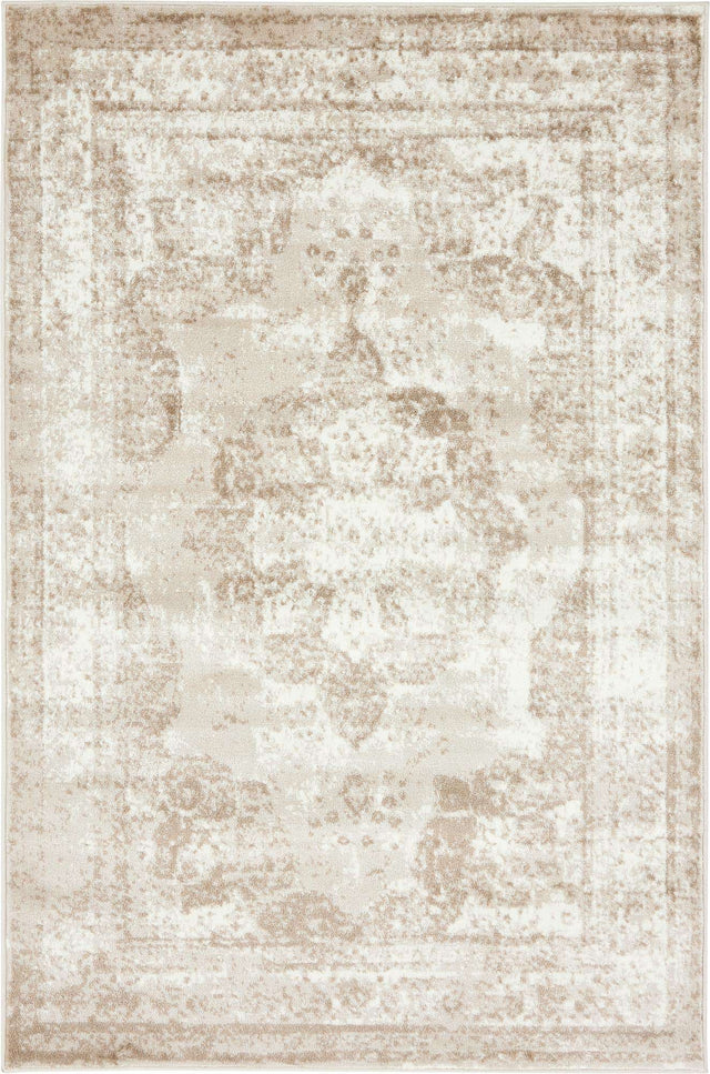 Beige 4' 1 x 6' 1 Sofia Rectangle Area Rug Durable Easy Clean Stain Resistant Unique Carpet for Affordable Interior Home Design for Sale at Rug Engine