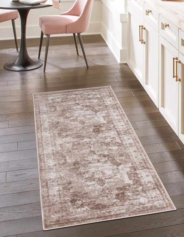 Beige 3' 3 x 16' 5 Sofia Runner Area Rug Durable Easy Clean Stain Resistant Unique Carpet for Affordable Interior Home Design for Sale at Rug Engine