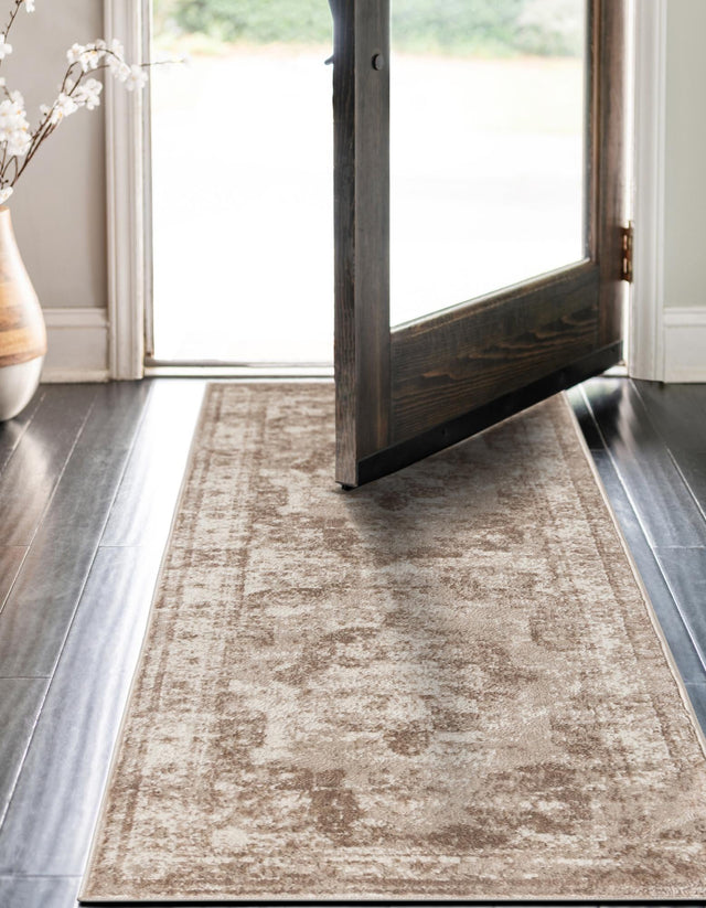 Beige 3' 3 x 19' 8 Sofia Runner Area Rug Durable Easy Clean Stain Resistant Unique Carpet for Affordable Interior Home Design for Sale at Rug Engine