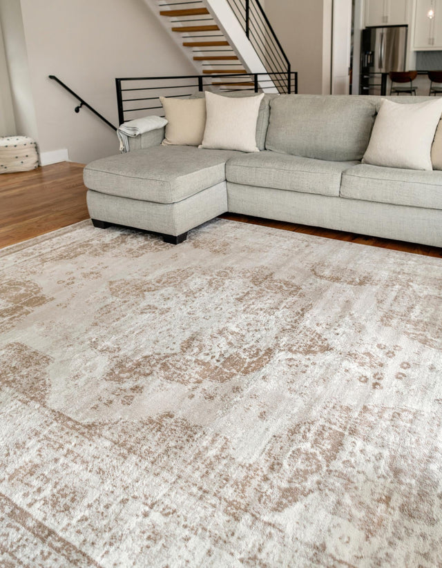 Beige 5' 3 x 8' Sofia Rectangle Area Rug Discounted Clearance Final Sale