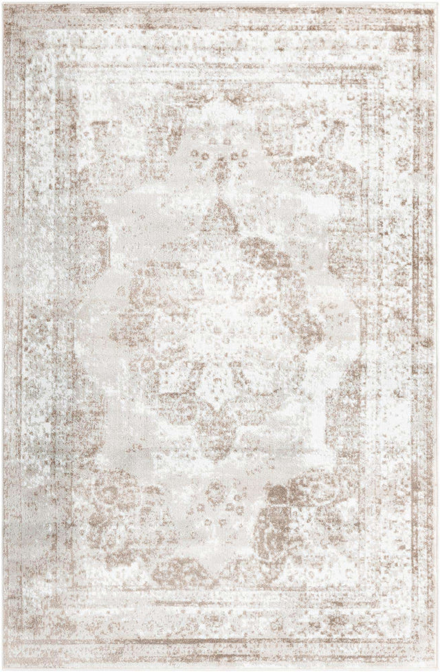 Beige 5' 3 x 8' Sofia Rectangle Area Rug Discounted Clearance Final Sale