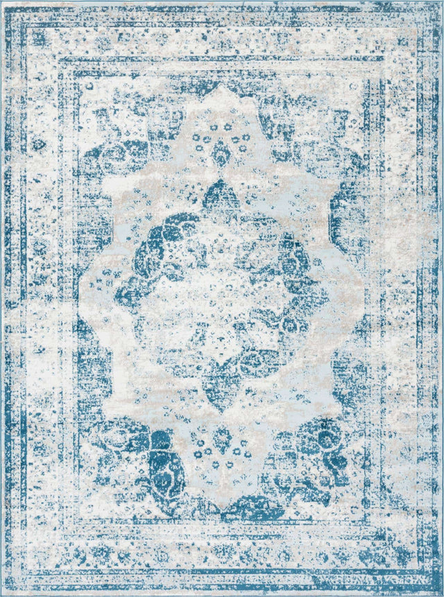 Blue 9' x 12' Sofia Rectangle Area Rug Durable Easy Clean Stain Resistant Unique Carpet for Affordable Interior Home Design for Sale at Rug Engine