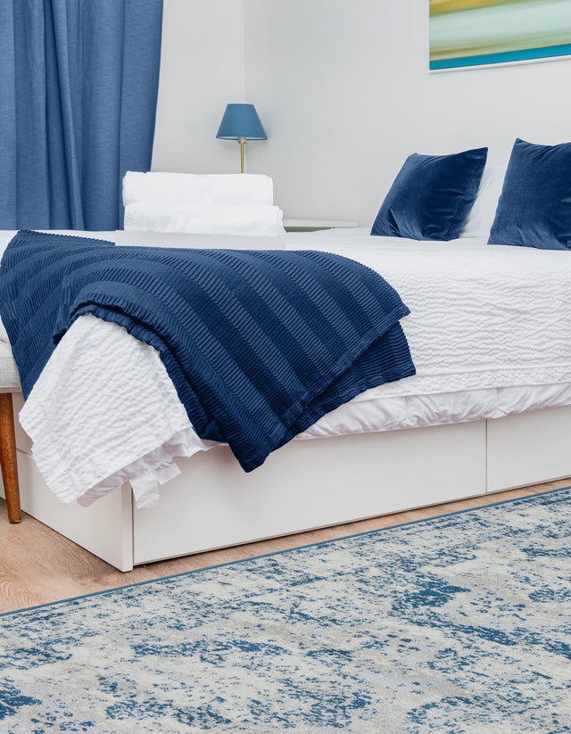 Blue 2' x 13' 1 Sofia Runner Area Rug Durable Easy Clean Stain Resistant Unique Carpet for Affordable Interior Home Design for Sale at Rug Engine