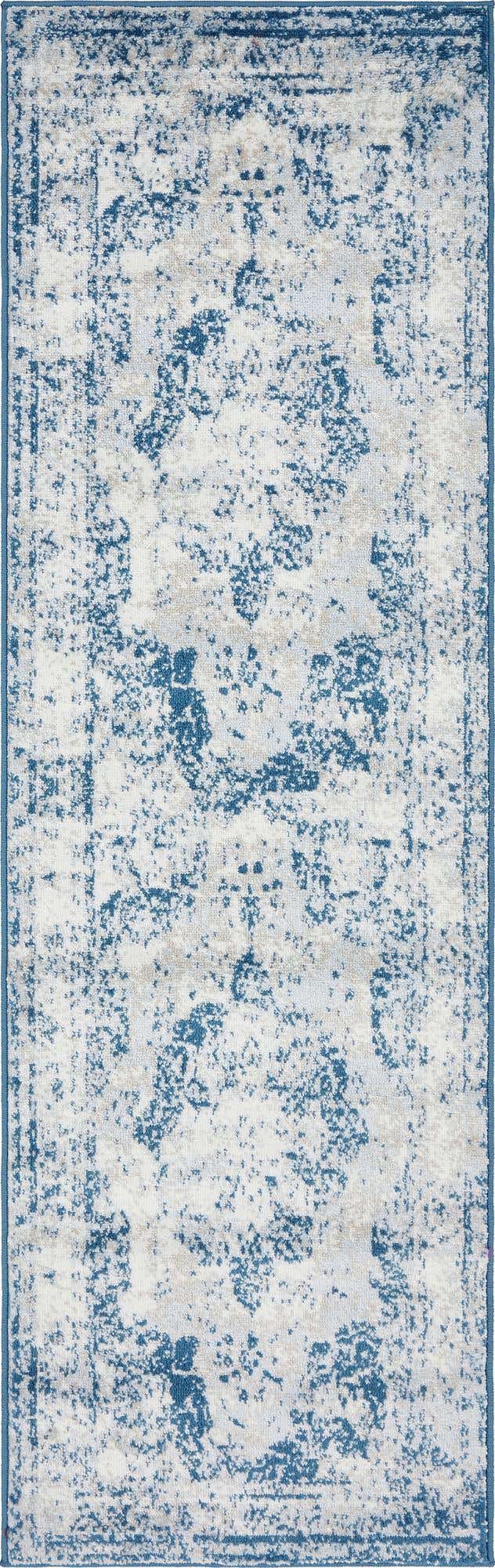 Blue 2' x 6' 7 Sofia Runner Area Rug Durable Easy Clean Stain Resistant Unique Carpet for Affordable Interior Home Design for Sale at Rug Engine