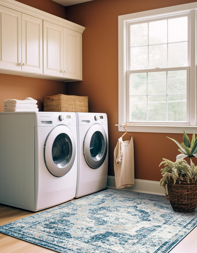 Blue 5' 3 x 8' Sofia Rectangle Area Rug Discounted Clearance Final Sale