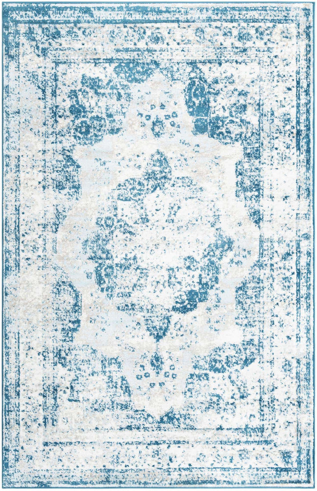 Blue 5' 3 x 8' Sofia Rectangle Area Rug Discounted Clearance Final Sale