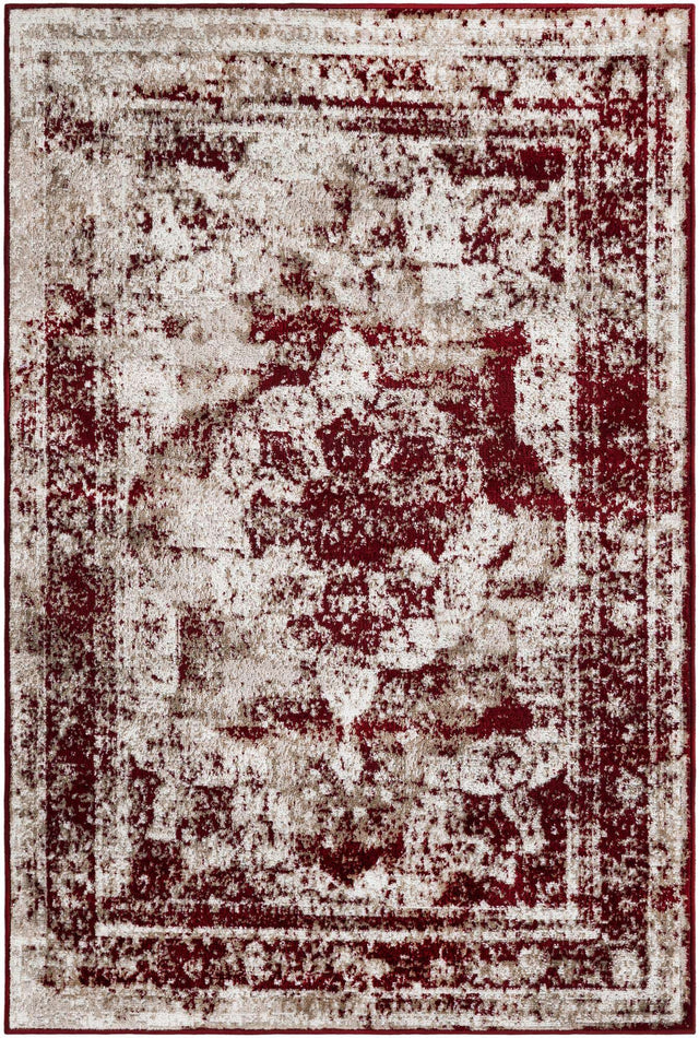 Burgundy 4' 1 x 6' 1 Sofia Rectangle Area Rug Durable Easy Clean Stain Resistant Unique Carpet for Affordable Interior Home Design for Sale at Rug Engine