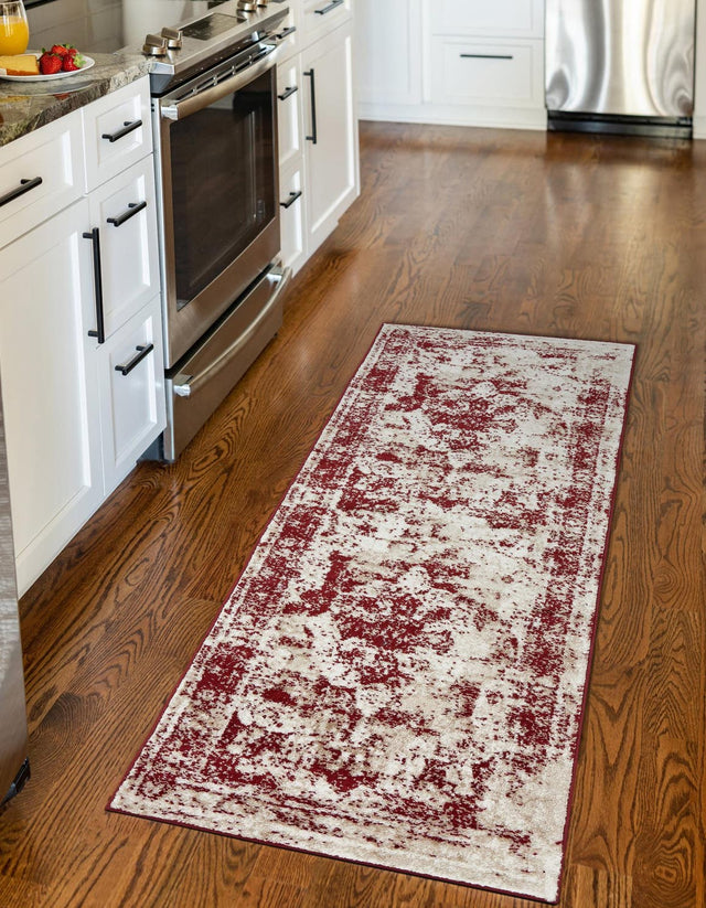 Burgundy 2' x 6' 7 Sofia Runner Area Rug Durable Easy Clean Stain Resistant Unique Carpet for Affordable Interior Home Design for Sale at Rug Engine