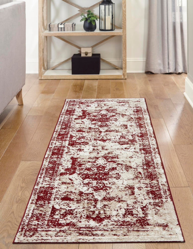 Burgundy 2' x 6' 7 Sofia Runner Area Rug Durable Easy Clean Stain Resistant Unique Carpet for Affordable Interior Home Design for Sale at Rug Engine