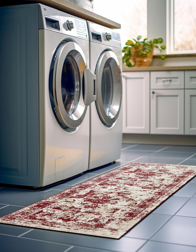 Burgundy 2' x 6' 7 Sofia Runner Area Rug Durable Easy Clean Stain Resistant Unique Carpet for Affordable Interior Home Design for Sale at Rug Engine