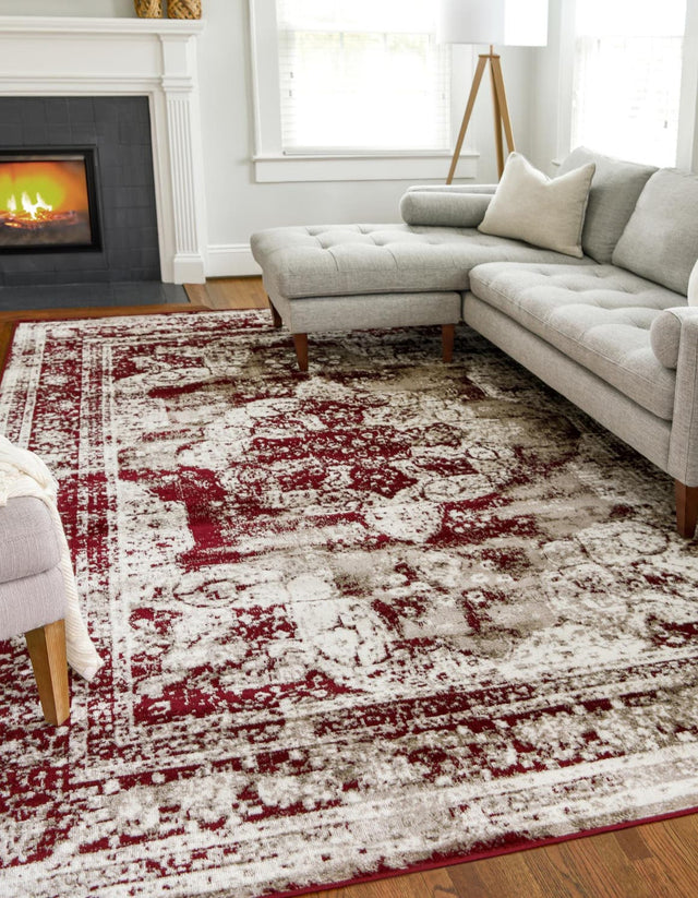 Burgundy 5' 3 x 8' Sofia Rectangle Area Rug Durable Easy Clean Stain Resistant Unique Carpet for Affordable Interior Home Design for Sale at Rug Engine