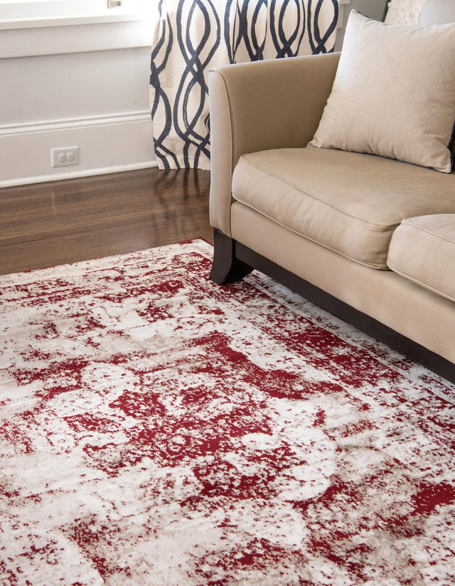 Burgundy 5' 3 x 8' Sofia Rectangle Area Rug Durable Easy Clean Stain Resistant Unique Carpet for Affordable Interior Home Design for Sale at Rug Engine