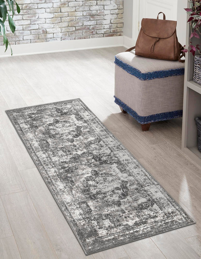 Gray 2' x 8' Sofia Runner Area Rug Durable Easy Clean Stain Resistant Unique Carpet for Affordable Interior Home Design for Sale at Rug Engine