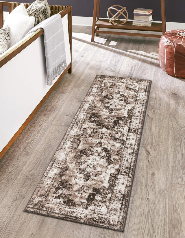 Light Brown 2' 7 x 12' Sofia Runner Area Rug Durable Easy Clean Stain Resistant Unique Carpet for Affordable Interior Home Design for Sale at Rug Engine