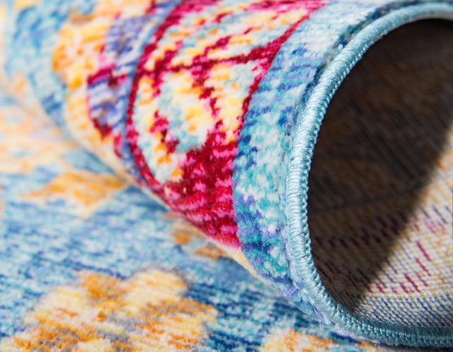 Blue 8' x 8' Austin Round Area Rug 100% Polyester Durable Cotton Backing Living Dining Room Bedroom Office Vintage Decor Carpet for Sale at Rug Engine