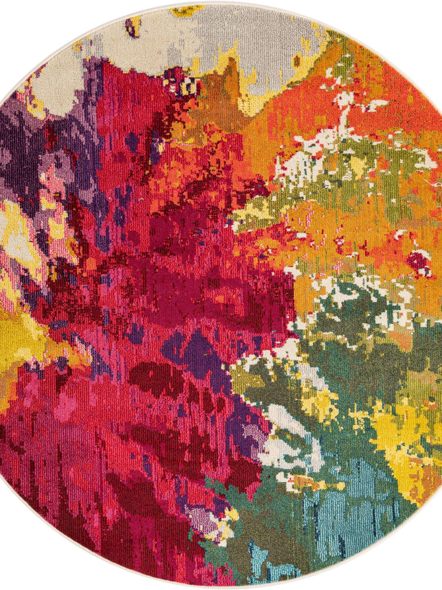 Multicolor 6' 1 x 6' 1 Estrella Round Area Rug 100% Polypropylene Non-Shedding Stain Resistant Carpet Colorful Modern Abstract Design Easy Clean for Home Decor for Sale at Rug Engine