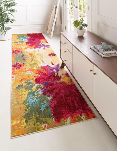 Multicolor 2' 8 x 10' Estrella Runner Area Rug 100% Polypropylene Non-Shedding Stain Resistant Carpet Colorful Modern Abstract Design Easy Clean for Home Decor for Sale at Rug Engine