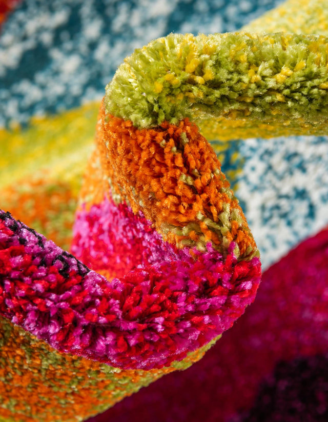 Blue 2' x 6' 1 Lyon Runner Area Rug Vivid Colorful Abstract Modern 100% Polypropylene Carpet for Living Room, Dining, Office for Sale at Rug Engine