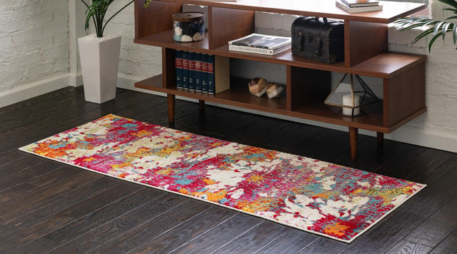 Multicolor 2' 7 x 10' Lyon Runner Area Rug Vivid Colorful Abstract Modern 100% Polypropylene Carpet for Living Room, Dining, Office for Sale at Rug Engine