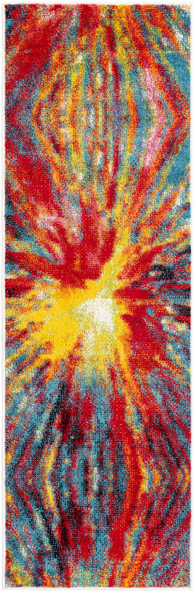 Multicolor 2' x 6' 1 Lyon Runner Area Rug Vivid Colorful Abstract Modern 100% Polypropylene Carpet for Living Room, Dining, Office for Sale at Rug Engine