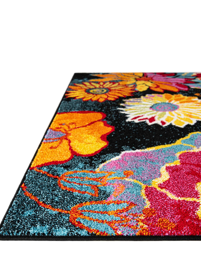 Black 2' 7 x 12' Lyon Runner Area Rug Vivid Colorful Abstract Modern 100% Polypropylene Carpet for Living Room, Dining, Office for Sale at Rug Engine