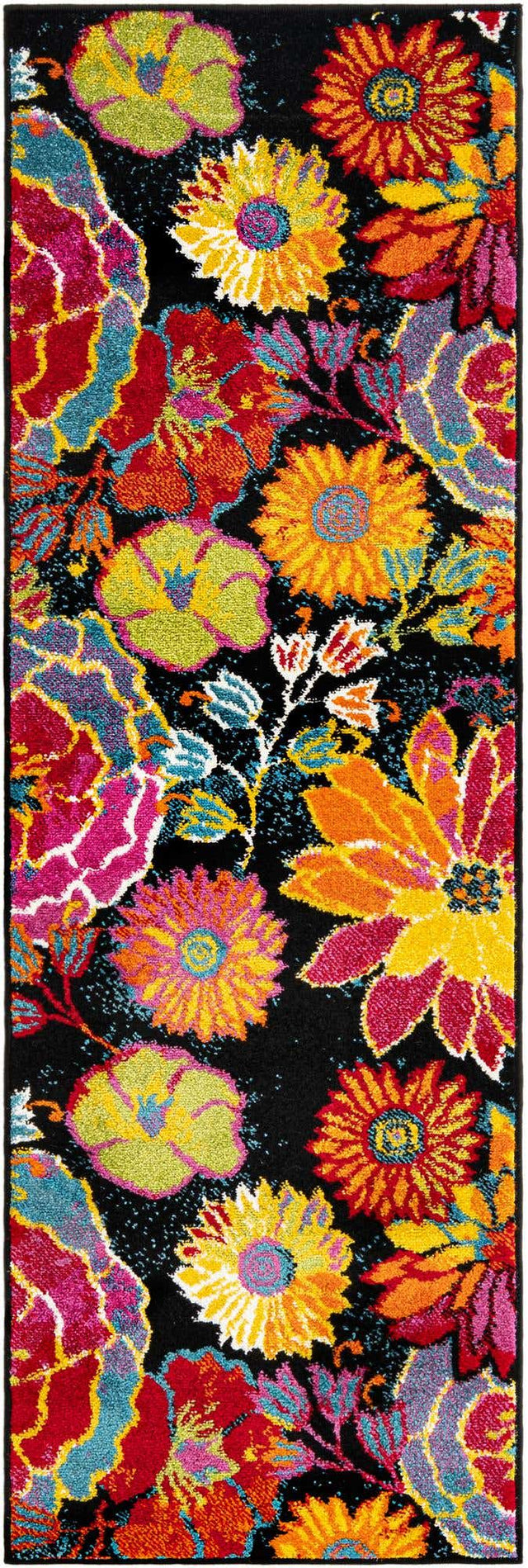 Black 2' x 6' 1 Lyon Runner Area Rug Discounted Clearance Final Sale Vivid Colorful Abstract Modern 100% Polypropylene Carpet for Living Room, Dining, Office for Sale at Rug Engine