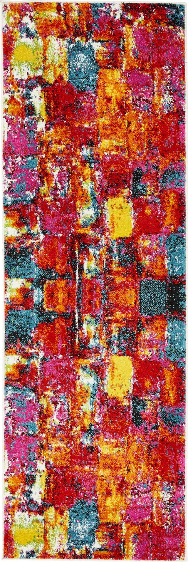 Multicolor 2' x 6' 1 Lyon Runner Area Rug Vivid Colorful Abstract Modern 100% Polypropylene Carpet for Living Room, Dining, Office for Sale at Rug Engine