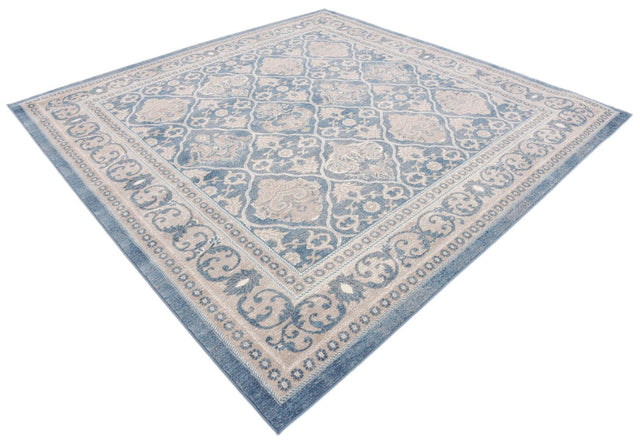 Light Blue 8' x 8' Salzburg Square Area Rug Stain Resistant Easy Clean Traditional Classic Design Durable Carpet for Affordable Interior Home Decorating for Sale at Rug Engine