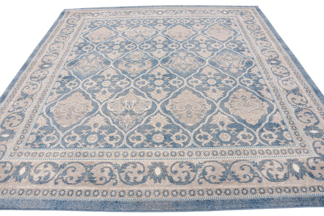Light Blue 8' x 8' Salzburg Square Area Rug Stain Resistant Easy Clean Traditional Classic Design Durable Carpet for Affordable Interior Home Decorating for Sale at Rug Engine