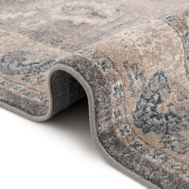 Gray 5' x 5' Salzburg Round Area Rug Stain Resistant Easy Clean Traditional Classic Design Durable Carpet for Affordable Interior Home Decorating for Sale at Rug Engine