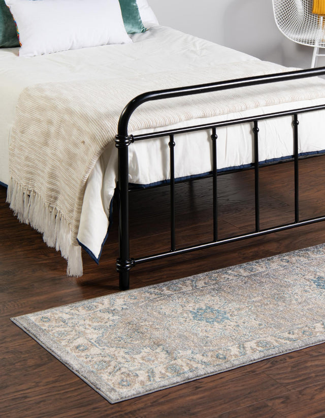 Gray 2' 7 x 10' Salzburg Runner Area Rug Stain Resistant Easy Clean Traditional Classic Design Durable Carpet for Affordable Interior Home Decorating for Sale at Rug Engine