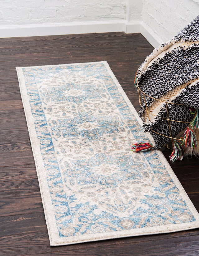 Cream 2' x 6' 1 Salzburg Runner Area Rug Stain Resistant Easy Clean Traditional Classic Design Durable Carpet for Affordable Interior Home Decorating for Sale at Rug Engine