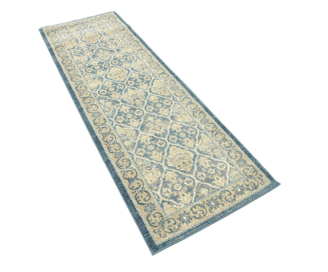 Light Blue 2' x 6' 1 Salzburg Runner Area Rug Stain Resistant Easy Clean Traditional Classic Design Durable Carpet for Affordable Interior Home Decorating for Sale at Rug Engine