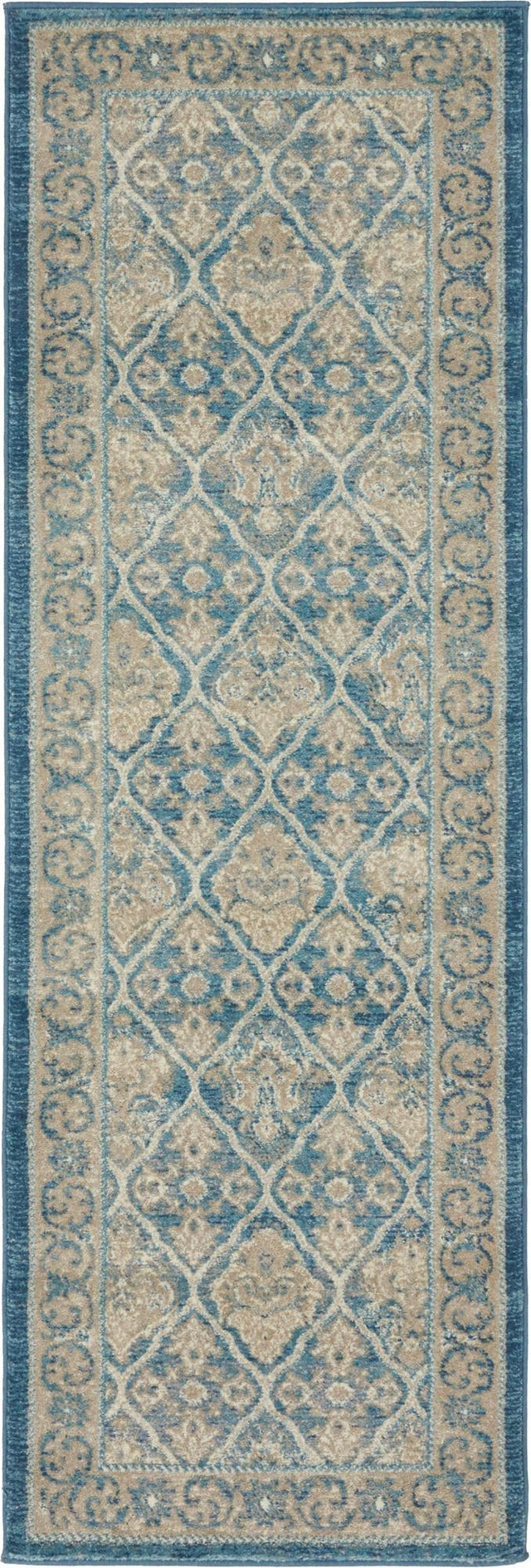 Light Blue 2' x 6' 1 Salzburg Runner Area Rug Stain Resistant Easy Clean Traditional Classic Design Durable Carpet for Affordable Interior Home Decorating for Sale at Rug Engine