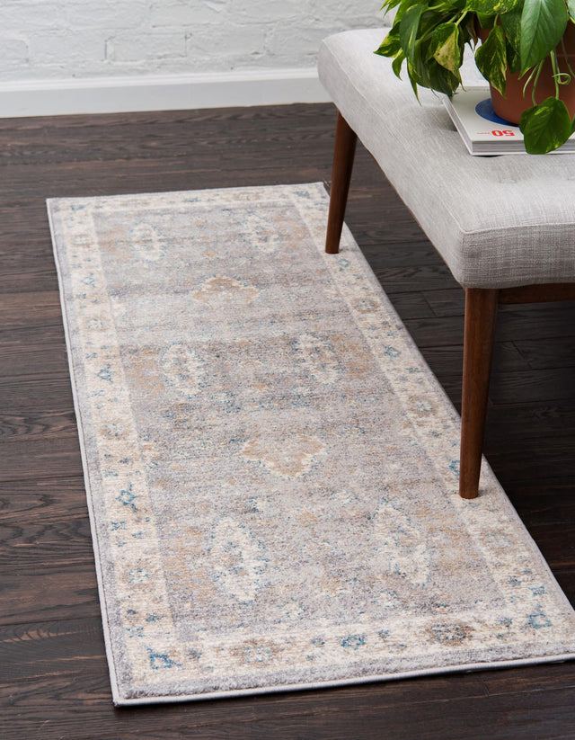 Gray 2' x 6' 1 Salzburg Runner Area Rug Stain Resistant Easy Clean Traditional Classic Design Durable Carpet for Affordable Interior Home Decorating for Sale at Rug Engine