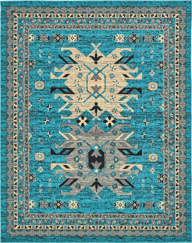 Turquoise 7' 10 x 10' Taftan Rectangle Area Rug