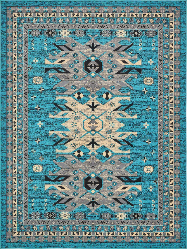 Turquoise 9' x 12' Taftan Rectangle Area Rug