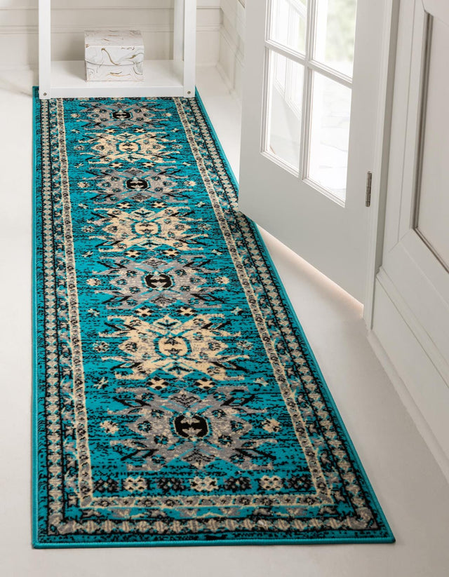 Turquoise 2' x 8' 2 Taftan Runner Area Rug