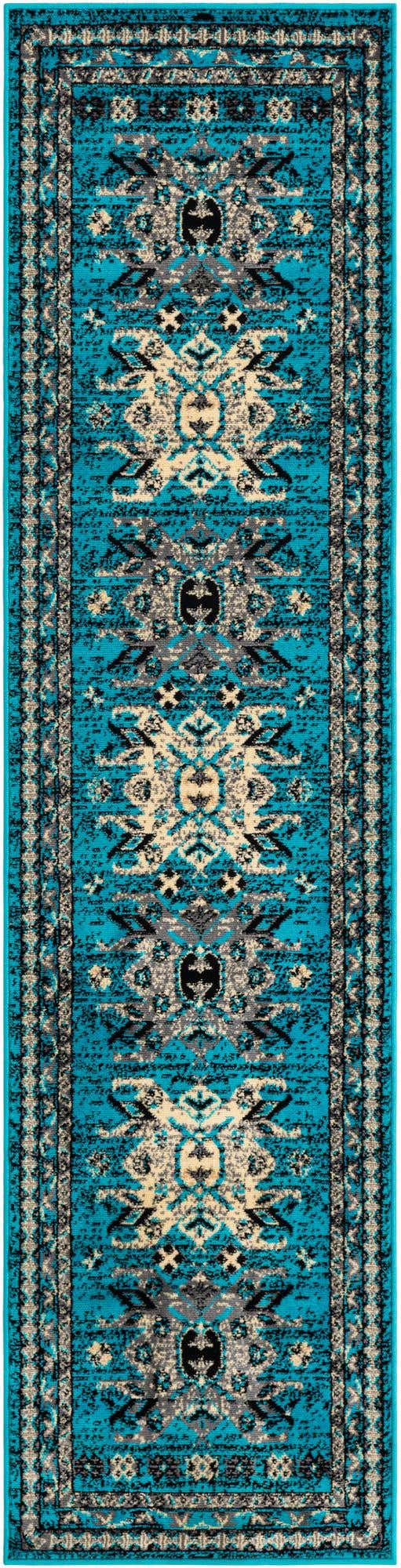 Turquoise 2' x 8' 2 Taftan Runner Area Rug
