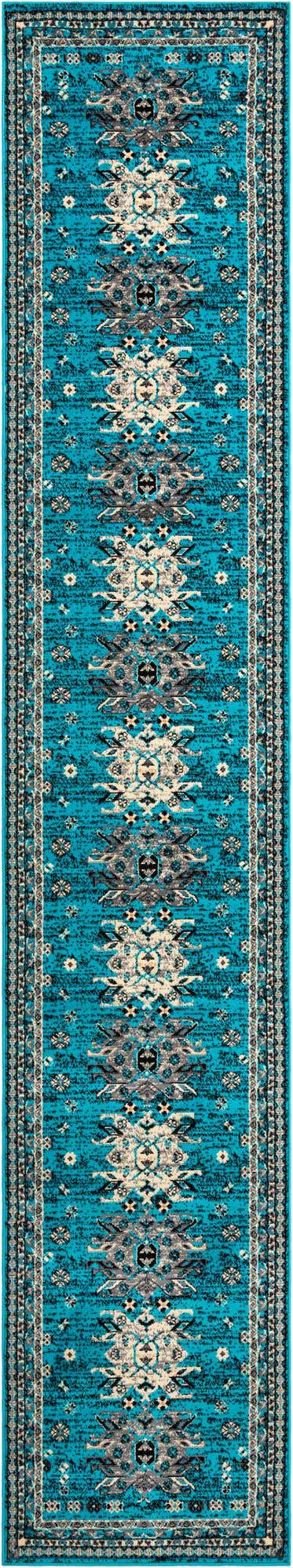 Turquoise 3' 1 x 16' 5 Taftan Runner Area Rug
