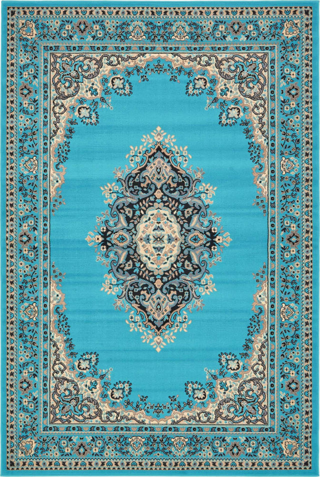Turquoise 6' 1 x 9' Reza Rectangle Area Rug
