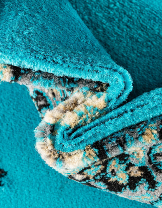 Turquoise 3' 1 x 16' 5 Reza Runner Area Rug 100% Polypropylene Easy Clean Traditional Motif Classic Carpet for Home Interiors for Sale at Rug Engine