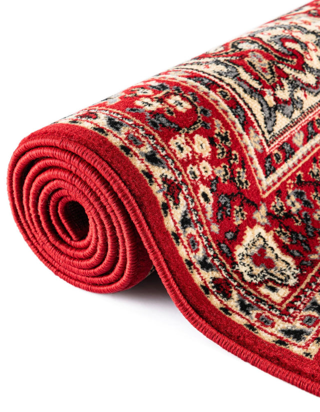 Red 7' 10 x 10' Reza Rectangle Area Rug 100% Polypropylene Easy Clean Traditional Motif Classic Carpet for Home Interiors for Sale at Rug Engine